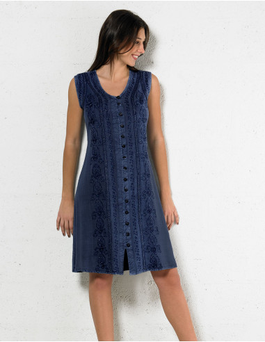 Viscose sw sleeveless buttoned dress