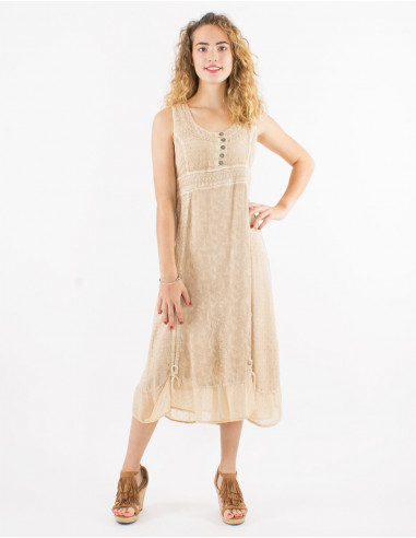 Embroidered viscose sw sleeveless dress