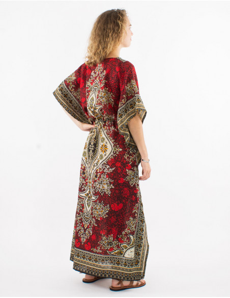 Long kaftan polyester printed dress