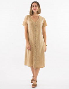 Robe Viscose Brodee Manches Courtes 2