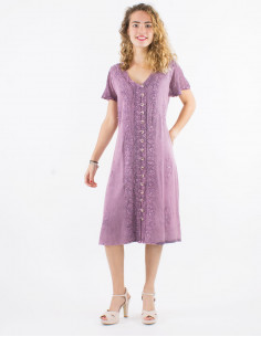 Robe Viscose Brodee Manches Courtes 2