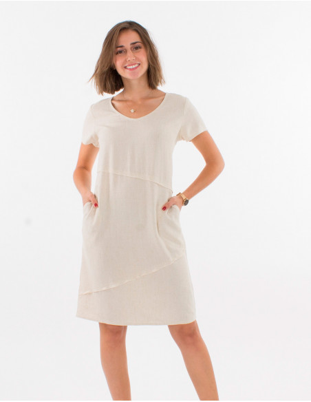 Robe col V manches courtes