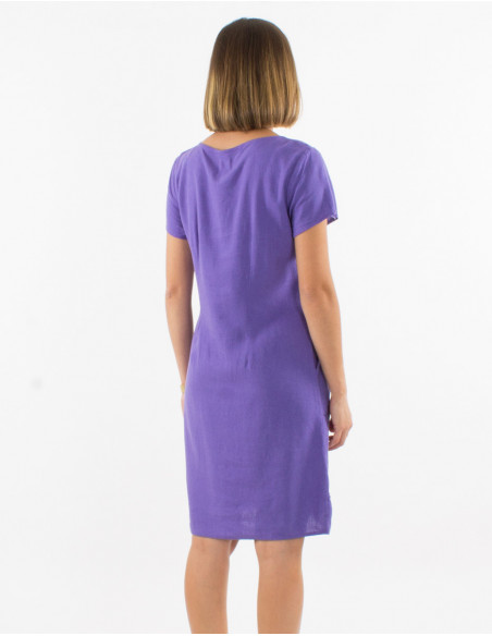 Robe col V manches courtes