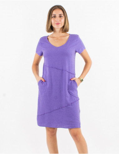 Robe col V manches courtes