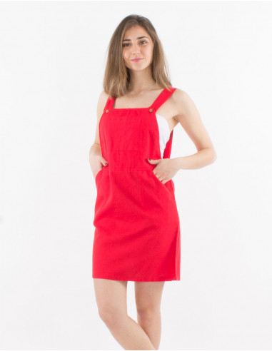 Short 91% cotton 9% linen dress