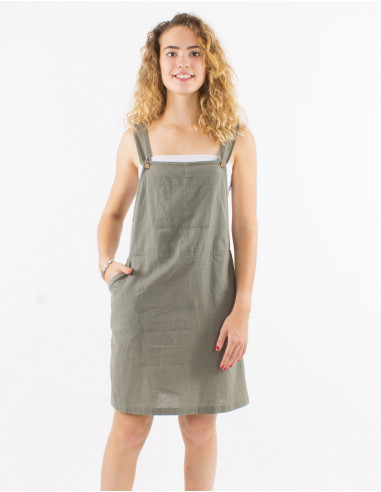 Short 91% cotton 9% linen dress