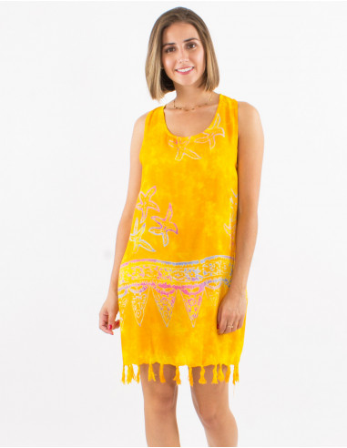 Viscose fringed minidress