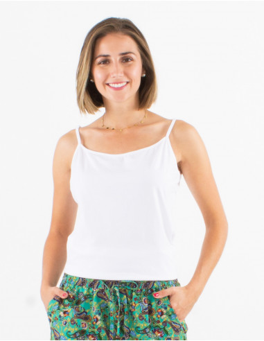 95% cotton 5% elastane plain tee shirt with straps