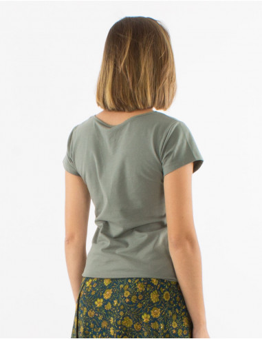 95% cotton 5% elastane plain tee shirt with short sleeves