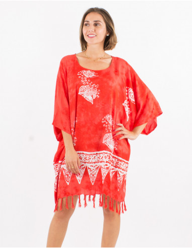 Viscose fringed tunic