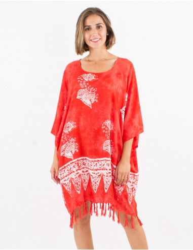 Viscose fringed tunic