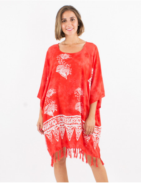 Viscose fringed tunic