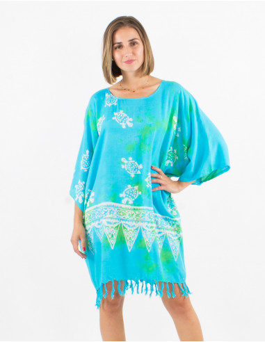 Viscose fringed tunic