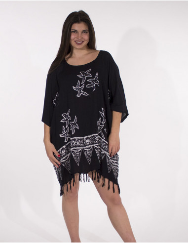 Viscose fringed tunic