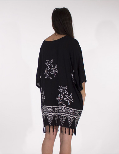 Viscose fringed tunic