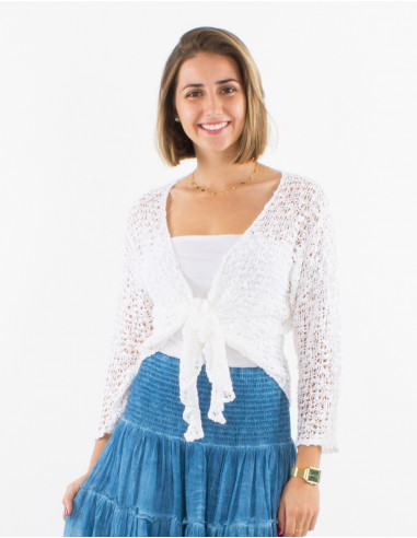 Popcorn polyester knitted jacket