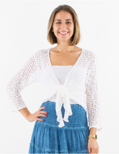 Popcorn polyester knitted jacket