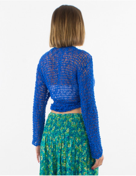 Popcorn polyester knitted jacket