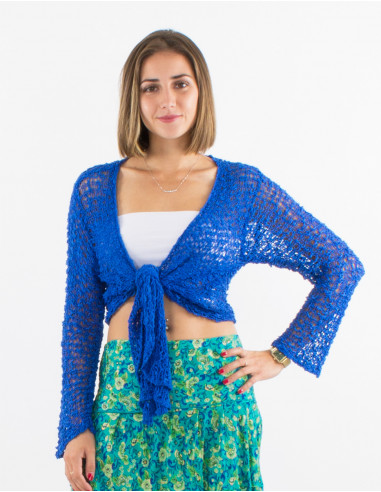 Popcorn polyester knitted jacket