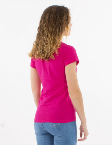 95% cotton 5% elastane plain tee shirt with short sleeves