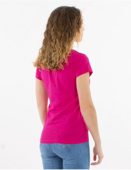 95% cotton 5% elastane plain tee shirt with short sleeves