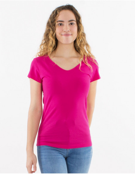 95% cotton 5% elastane plain tee shirt with short sleeves