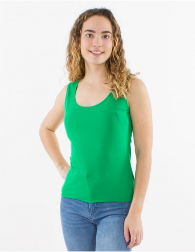 95% cotton 5% elastane plain sleeveless tee shirt