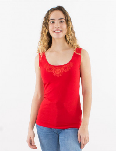 95% cotton 5% elastane mandala sleeveless tee shirt