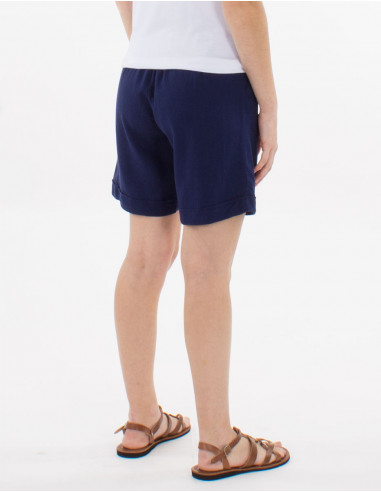 Short 54% lin 46% viscose ceinture elastique