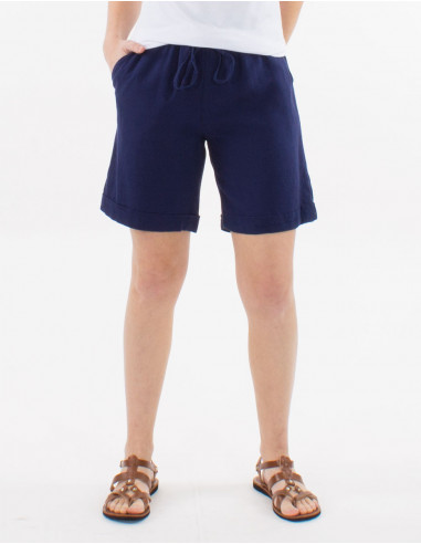 Short 54% lin 46% viscose ceinture elastique