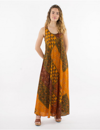 Robe longue polyester imprimé sari