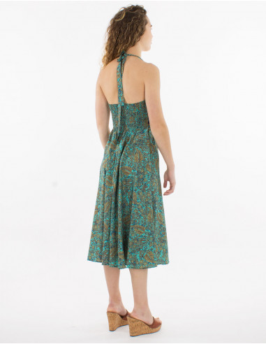 Short sari print polyester dress