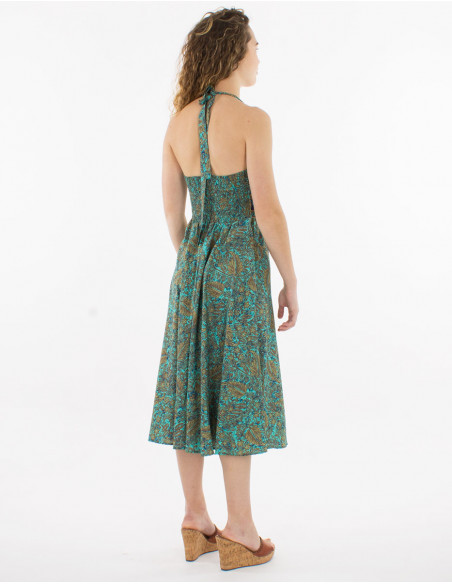 Short sari print polyester dress