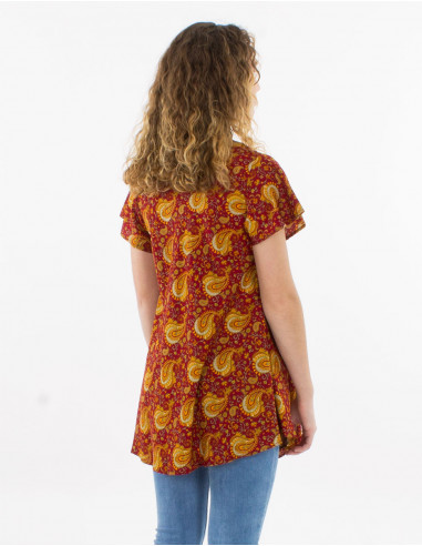 Chemisier Polyester Manches Courtes Sari