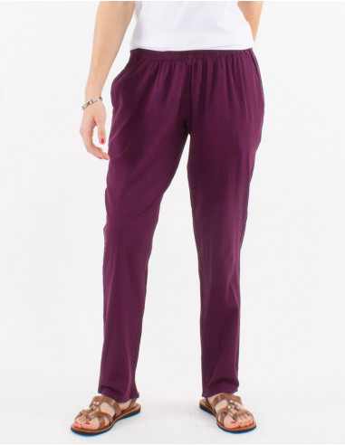 Pantalon femme coton léger sw ceinture élastique