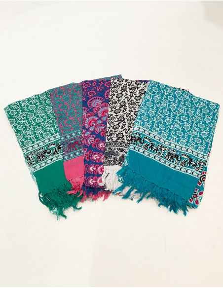 Pack de 10 sarongs viscose franges mandala