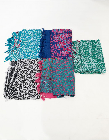Pack de 10 sarongs viscose franges mandala