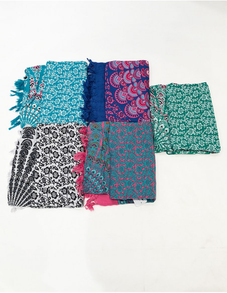 Pack de 10 sarongs viscose franges mandala