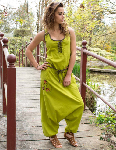 Cotton sarouel jumpsuit with embroideries