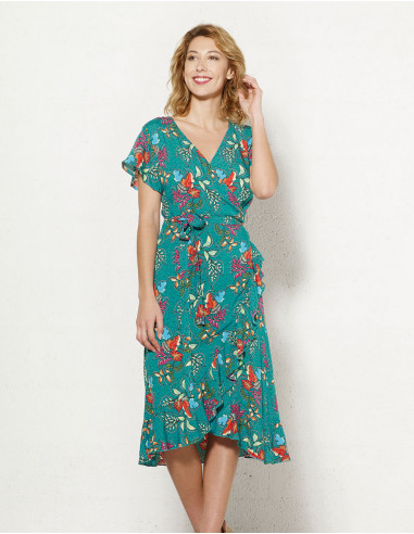 Robe Viscose Manches Courtes Portefeuill