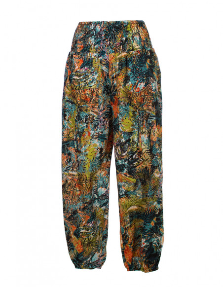 Polyester pant 2 pockets with garden print