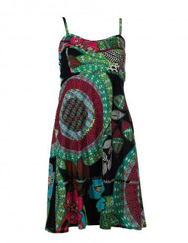 Cotton dress with leaf print