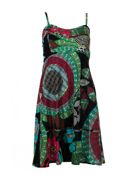 Cotton dress with leaf print