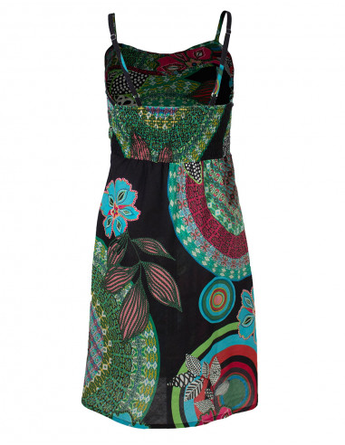 Cotton dress with leaf print