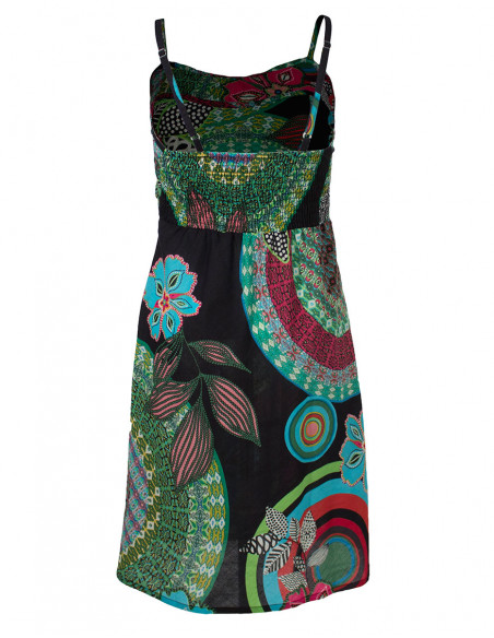 Cotton dress with leaf print