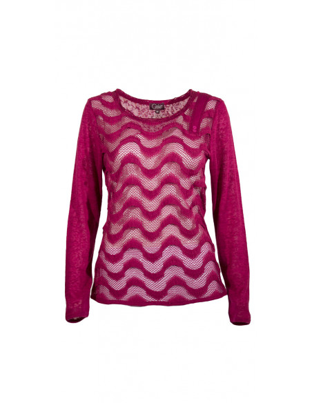 Knitted polyester pullover with long sleeves