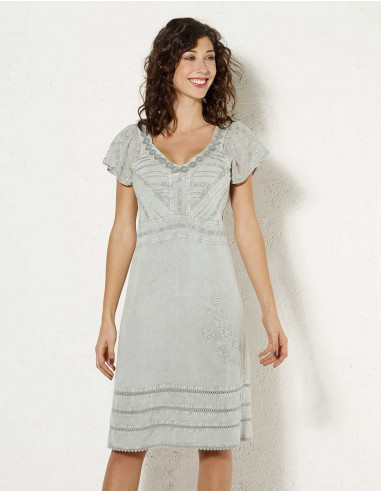 Rayon dress sw with embroideries