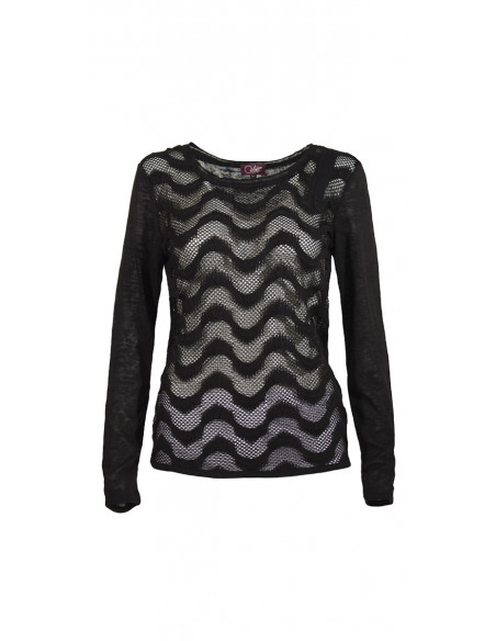 Knitted polyester pullover with long sleeves