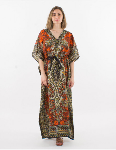 Long kaftan polyester printed dress