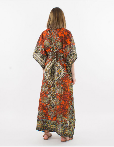 Long kaftan polyester printed dress